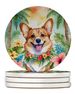Corgi Luau Large Sandstone Coasters Pack Of 4 Absorbent Round Coasters Decor Gifts For Men Or Women, 4 In, Multicolor_maomaolike.com