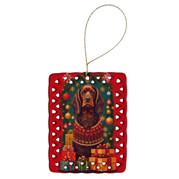 Field Spaniel Holiday Christmas Porcelain Ornament Christmas Tree Hanging Decorations For Home Christmas Holiday, Rectangle, Gift, Multicolor_maomaolike.com