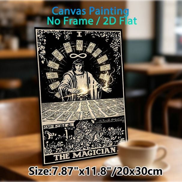 The Magician Tarot Painting Poster, Vintage Monochrome Mystical Tarot Scene Poster, Captivating Occult-themed Decor Suitable For Home, Spiritual_maomaolike.com