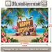 Tropical Hawaii Happy Birthday Banner - 2D Flat Polyester Backdrop, Wall Hanging Photo Props, Party Decor_maomaolike.com