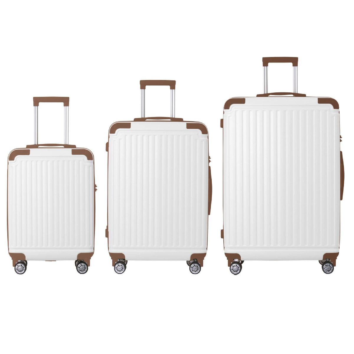 Brown 3-Piece Premium ABS Luggage Set-20", 24", And 28" Suitcases With Multi-Position Handle, Silent Spinner Wheels, And TSA-Approved Lock-Durable, Stylish, And Spacious Travel Gear_maomaolike.com