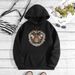 Men's Clothing sweatshirt moon bee print hooded back collar plus velvet sweatshirt_maomaolike.com
