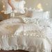 Wholesale French Skin-Friendly Soft Solid Color Embroidered Polka Dot Washed Cotton Four-Piece Princess Style Ruffled Edge 4-Piece_maomaolike.com