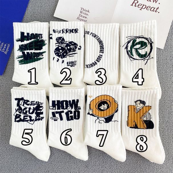Unisex Socks Men's mid-tube ins Hipster High profile Level stockings Student letter long tube sports basketball socks_maomaolike.com