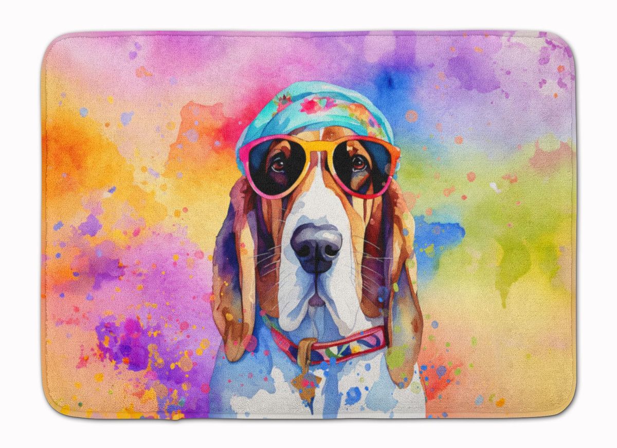 Basset Hound Hippie Dawg Memory Foam Kitchen Mat Machine Washable Anti-Fatigue Mat Cushion Comfort Bath Mat Or Kitchen Rug_maomaolike.com
