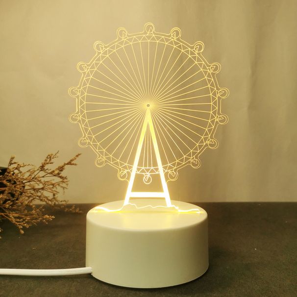 Ferris Wheel Creative 3D Night Acrylic LED Colorful Light, Dreamy And Girlish, Small Table Lamp Bedroom, Plug-in For_maomaolike.com