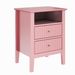 Fluted Night Stand Set Of 2, Wide Nightstand With 2 Drawers, 23" Tall Wood End Table With Storage, Modern Bedside Table With Golden Handle For Bedroom Living Room, Home Office, Pink_maomaolike.com