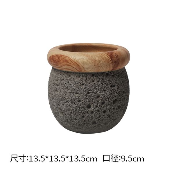 Nordic Style Cement Flower Pot Anti-Wood Grain Fashion Simple Artistic Personality Indoor Medium Green Radish Bonsai Rose_maomaolike.com