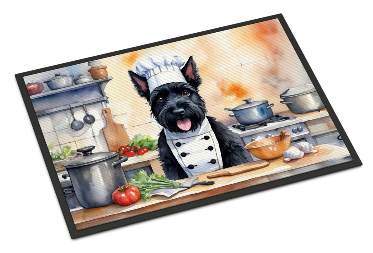 Scottish Terrier The Chef Doormat Front Door Mat Indoor Outdoor Rugs For Entryway, Non Slip Washable Low Pile, 24H X 36W_maomaolike.com