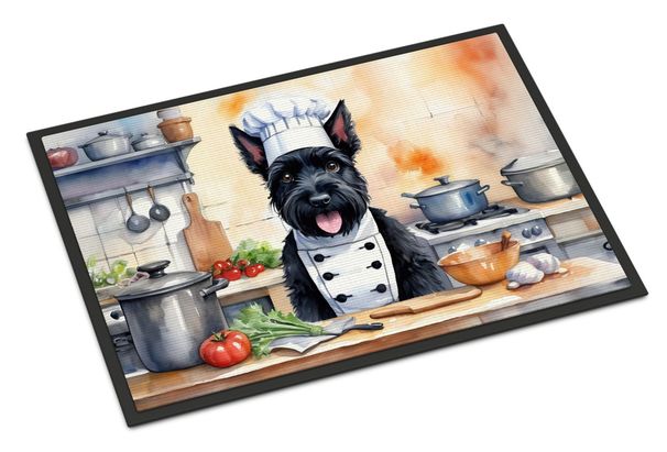 Scottish Terrier The Chef Doormat Front Door Mat Indoor Outdoor Rugs For Entryway, Non Slip Washable Low Pile, 24H X 36W_maomaolike.com