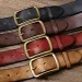 HOT 3.8cm Top Cowhide Fashion High Quality Genuine Leather Men Copper Buckle Strap for Male Wide Retro Belt_maomaolike.com