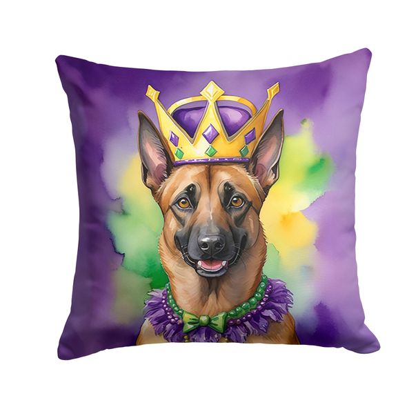 Belgian Malinois King Of Mardi Gras Throw Pillow Machine Washable, Indoor Outdoor Decorative Pillow For Couch, Bed Or Patio, 18Hx18W_maomaolike.com
