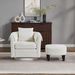 Swivel Accent Chair With Ottoman Set, Modern Chenille Barrel Armchair With Removable Back Pillow & 2 Armrest Covers For Living Room, Bedroom, Office, White_maomaolike.com