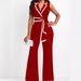 women's clothing new fashion V-neck temperament elegant sleeveless jumpsuit wide-leg pants_maomaolike.com