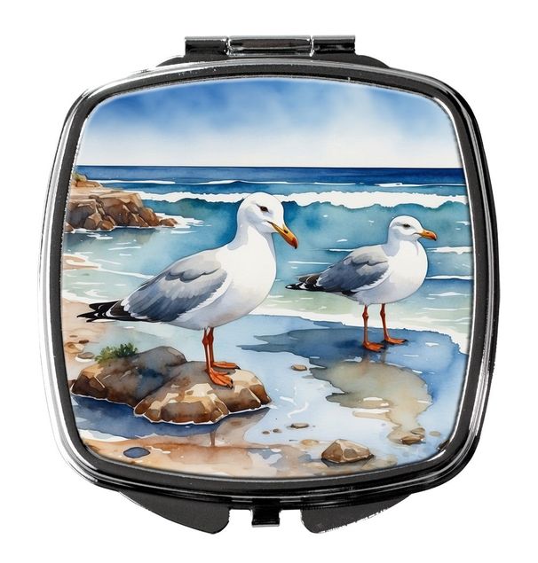Gulls Scavenging Compact Mirror Decorative Travel Makeup Mirror For Women Girls Gifts Pocket Makeup Mirror Folding Handheld_maomaolike.com