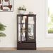 Glass Cabinet Lighted Glass Cabinet Curio Display Cabinet With Adjustable Glass Shelves 2 Doors And 1 Drawer Cabinet Bulb Included Cherry_maomaolike.com