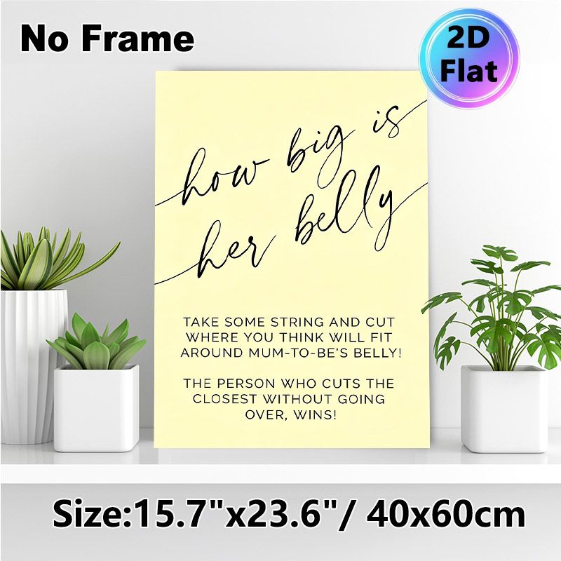 Belly Guessing Baby Shower Game Painting Poster, Soft-hued Stylish Cursive & Bold Text Poster, Engaging Party Activity Ideal For Baby Shower_maomaolike.com