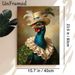 Anthropomorphic Peacock Painting Poster, Rich-hued Realistic Oil-style Poster, Elegant Peacock With Pearl-trimmed Hat & Ruffled Collar, Sophisticated_maomaolike.com