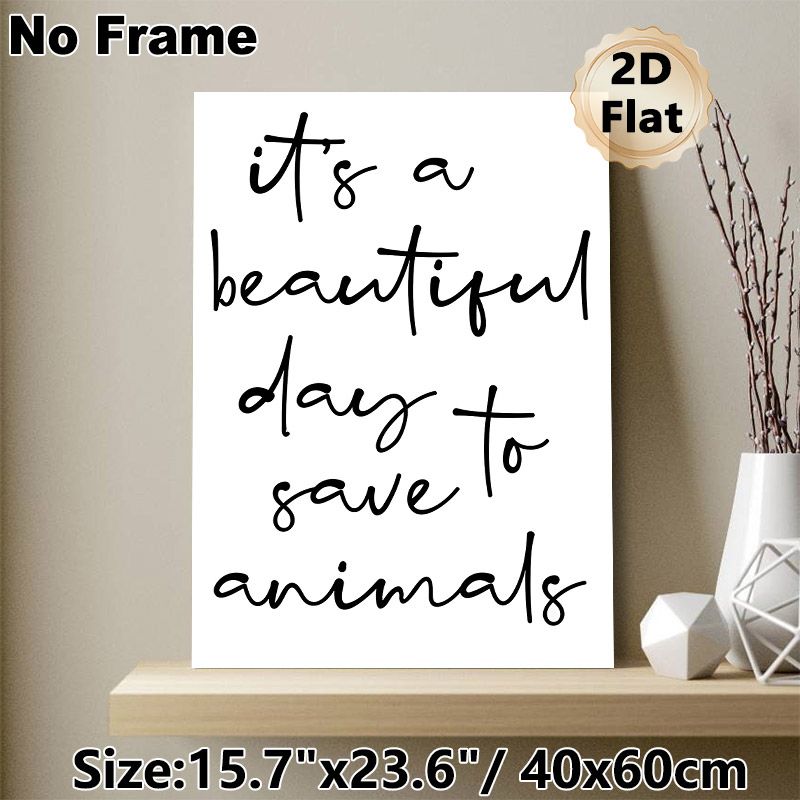 Animal Rescue Themed Painting Poster, Minimalist Handwritten Text Poster, Warm Inspirational Message Suitable For Vet Clinic, Animal Shelter And Home_maomaolike.com