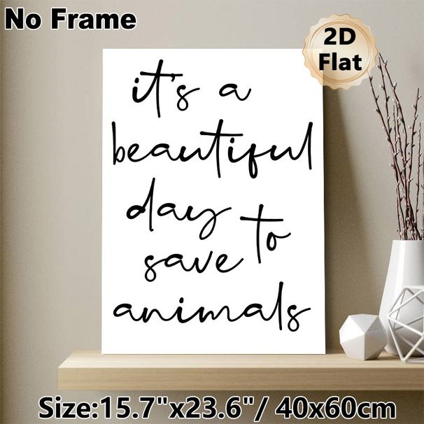 Animal Rescue Themed Painting Poster, Minimalist Handwritten Text Poster, Warm Inspirational Message Suitable For Vet Clinic, Animal Shelter And Home_maomaolike.com