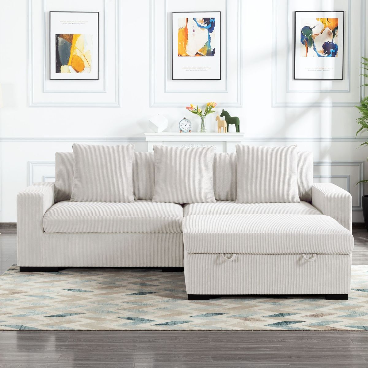 103.5' Modular Sectional Sofa With Ottoman_maomaolike.com