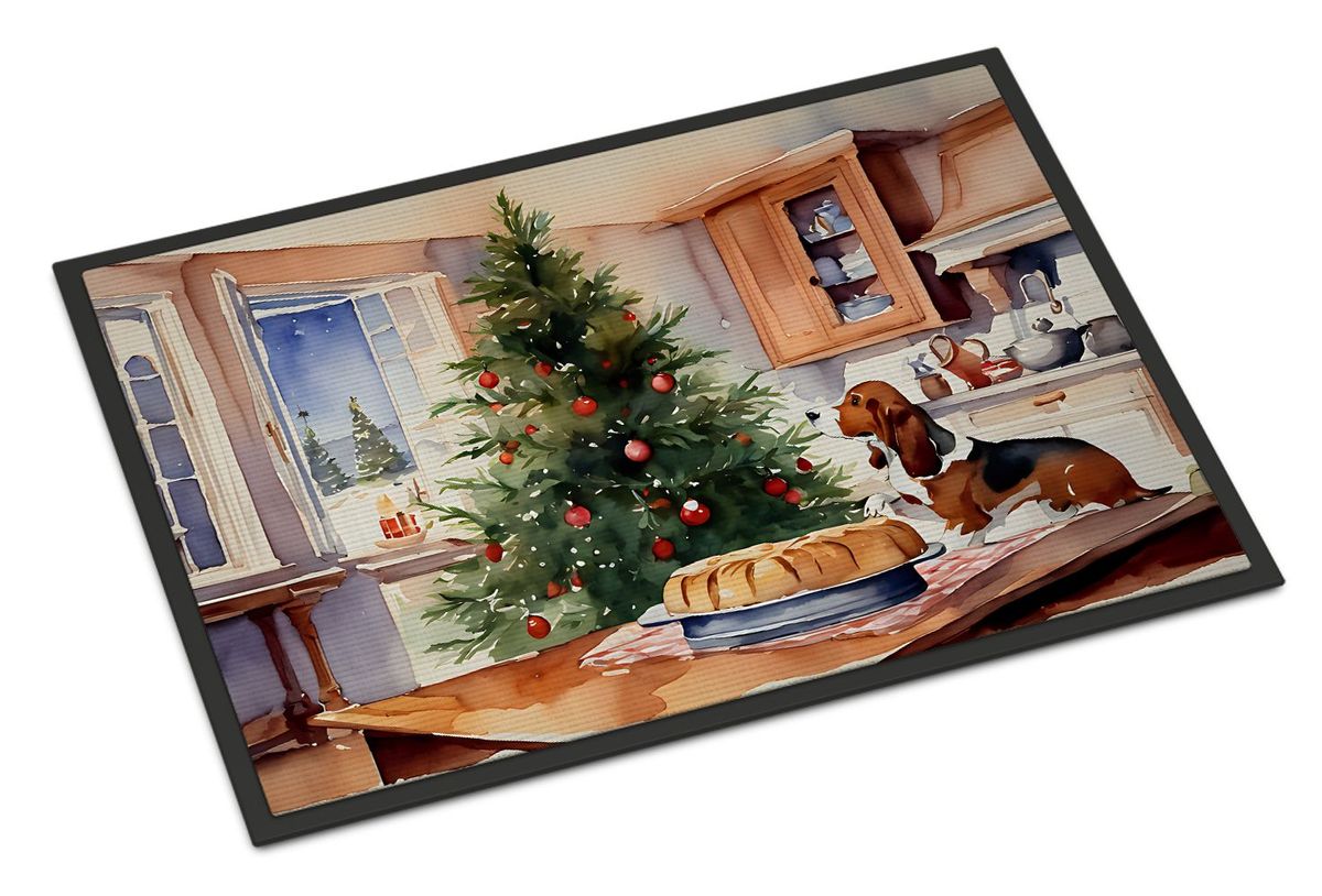 Basset Hound Christmas Cookies Doormat Front Door Mat Indoor Outdoor Rugs For Entryway, Non Slip Washable Low Pile, 24H X 36W_maomaolike.com