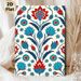 Oriental Floral Painting Poster, Vibrant Red & Blue Traditional Ornate Pattern Poster, Eye-catching Decorative Piece For Living Room, Bedroom And_maomaolike.com