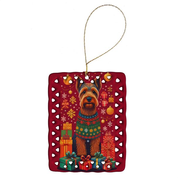 Welsh Terrier Holiday Christmas Porcelain Ornament Christmas Tree Hanging Decorations For Home Christmas Holiday, Rectangle, Gift, Multicolor_maomaolike.com