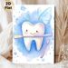 Tooth Fairy Themed Painting Poster, Gentle Watercolor Cute Smiling Tooth With Toothbrush & Butterfly Poster, Cheerful Dental Decor Ideal For Dental_maomaolike.com