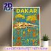 Dakar Senegal Folk Style Painting Poster, Vibrant Ethnic Art Scene Poster, Captures Authentic Local Village & Waterfront Life, Ideal For Home Wall_maomaolike.com