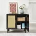 Side Panel Buffet Cabinet With Natural Rattan Door, Rattan Storage Cabinet With Adjustable Shelves, Side Panel And Buffet With Storage Space, Modern Console Cabinet In Bedroom And Living Room_maomaolike.com