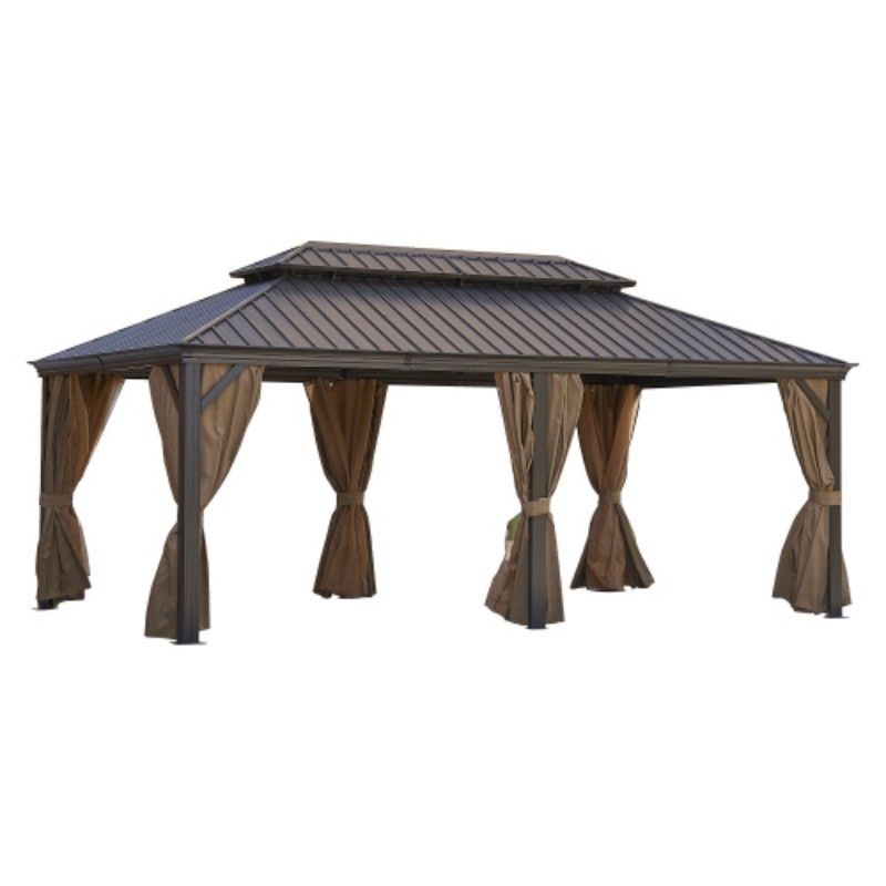 12*20FT Patic Gazebo,alu Gazebo With Steel Canopy,Outdoor Permanent Hardtop Gazebo Canopy For Patio, Garden, Backyard_maomaolike.com