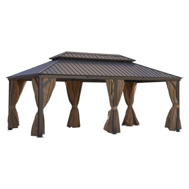 12*20FT Patic Gazebo,alu Gazebo With Steel Canopy,Outdoor Permanent Hardtop Gazebo Canopy For Patio, Garden, Backyard_maomaolike.com