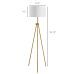Homcom 59.75" Standing Floor Lamp Fabric Lampshade Steel Tripod, Gold_maomaolike.com