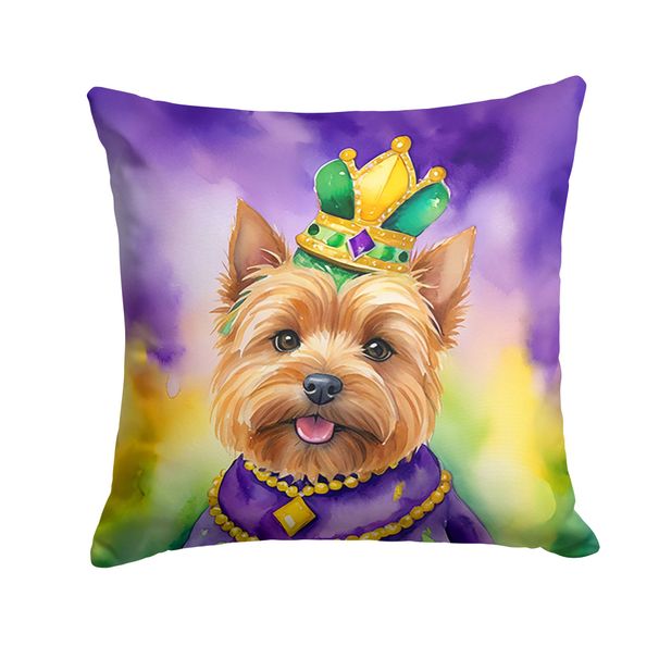Norwich Terrier King Of Mardi Gras Throw Pillow Machine Washable, Indoor Outdoor Decorative Pillow For Couch, Bed Or Patio, 18Hx18W_maomaolike.com