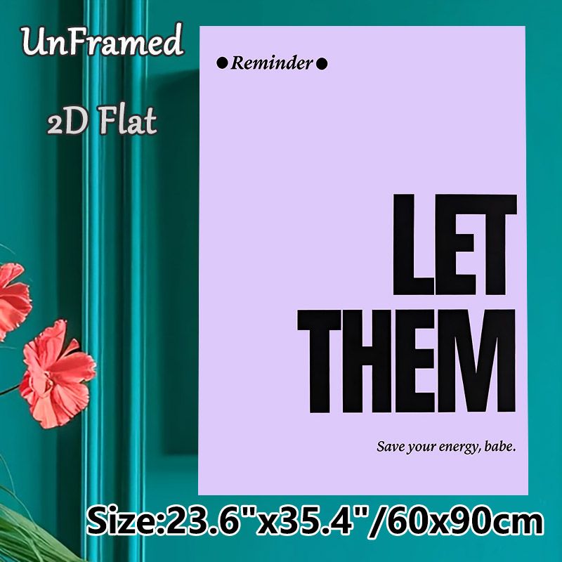 "Let Them" Reminder Painting Poster, Soft Pastel Minimalist Typography Poster, Gentle Mindful Reminder To Save Energy, Suitable For Bedroom, Living_maomaolike.com