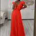 Women's new deep V-neck high waist sexy ruffled pleated wide-leg jumpsuit_maomaolike.com