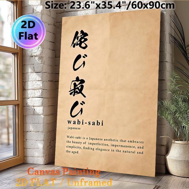 Wabi-sabi Themed Painting Poster, Vintage Japanese Calligraphy Style Poster, Features Explanatory Text Of Wabi-sabi Aesthetic, Brings Tranquil_maomaolike.com