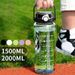 1.5/2Liter Sport Straw Bottle With Time Scale Plastic Summer Cold Juice Water Cup Large Capacity Portable Travel Bottles_maomaolike.com