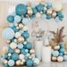 Multi Colored Balloon Arch Garland 115PC Balloon Set With An Air Pump, Including These Sand White Metal, Gold, And Slate Fog Blue Balloons, Used For Birthday Party Decoration And Wedding Parties_maomaolike.com