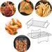 Home Furniture Stainless Steel Double Layer Steamer Rack Air Fryer Accessories Rectangular Grill_maomaolike.com