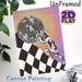 Sisyphus & Disco Ball Themed Painting Poster, Stylish Graffiti-style Poster, Monochrome Figure Pushing Disco Ball On Checkered Ramp With Gradient_maomaolike.com