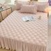 Washed Cotton Quilted Skirt Bed Dustproof Mattress Cover Solid Color Non-Slip Single 1.5m 2.1m Piece Set_maomaolike.com