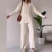 Women's Clothing autumn new solid color polo collar line pattern slim lazy style suit for women_maomaolike.com