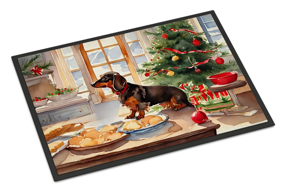 Dachshund Christmas Cookies Doormat Front Door Mat Indoor Outdoor Rugs For Entryway, Non Slip Washable Low Pile, 24H X 36W_maomaolike.com