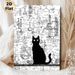 Black Cat & Chemistry Lab Painting Poster, Monochrome Sketch-style Poster, Artistic Design With Lab Glassware And Chemical Formulas, Ideal For Home_maomaolike.com
