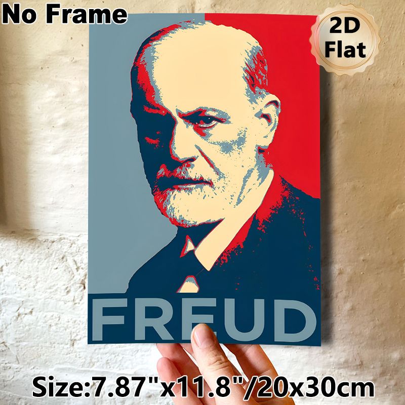 Sigmund Freud Portrait Painting Poster, Vibrant Pop Art Style Poster, Bold Color-blocked Portrait Design, Elegant Artistic Decor Ideal For Home_maomaolike.com