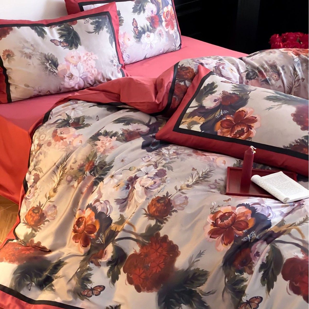 1 Ink-Dyed American Light Luxury High-End Oil Painting Style All-Cotton Digital Print Four-Piece Set Pure Cotton Duvet Cover Bed S_maomaolike.com