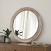 Rustic Round Wall Mirror, 23.62 Inches Wood Circle Mirror With Beads, Decorative Farmhouse Mirror For Living Room, Bedroom, Kitchen, Entryway (White)_maomaolike.com