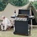 Propane Gas Grill 4 Burner Barbecue Grill, Stainless Steel 34,000 BTU Patio Garden Barbecue Grill With Two Shelves, Lid, Wheels And Bottle Opener_maomaolike.com